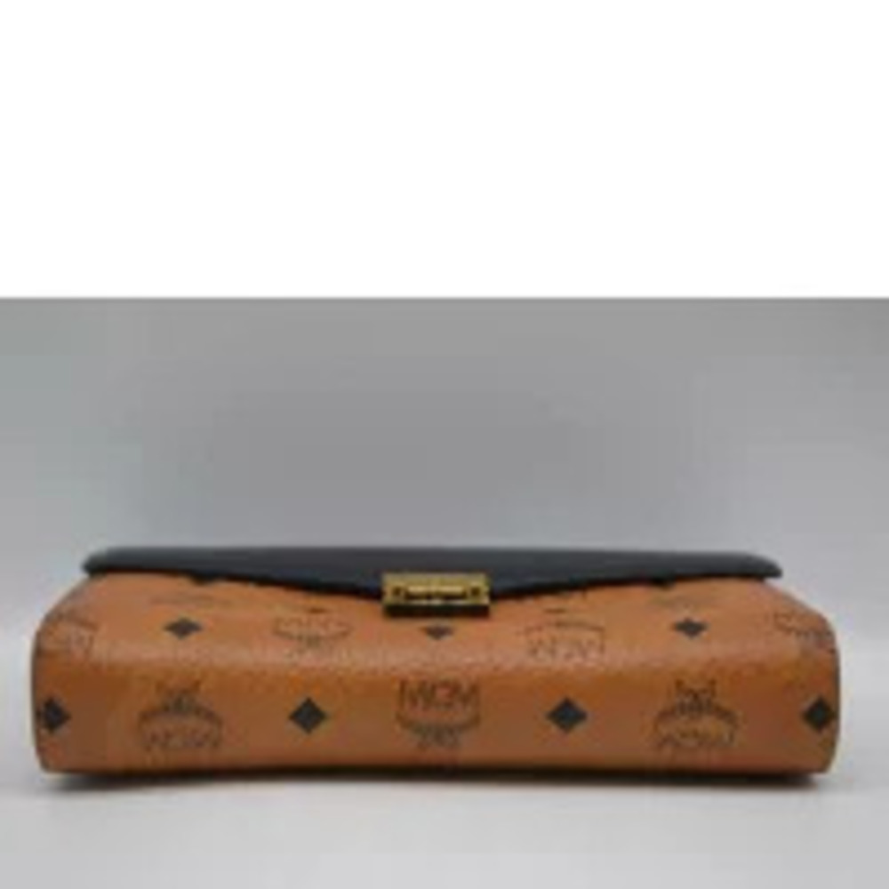 MCM Visetos Logogram Chain Shoulder Bag Cognac S - Picture 3 of 6